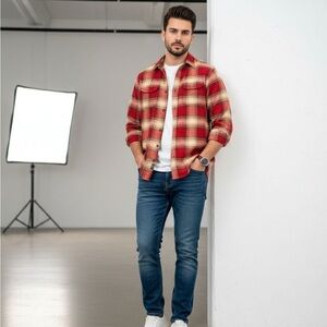 Orvis Big Bear Heavyweight Double Brushed Flannel Button Down Shirt with Pockets